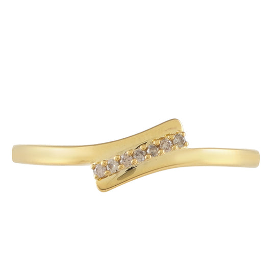 Anel de Prata com Banho de Ouro com Diamante Champanhe