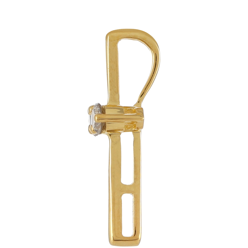 Cruz Pendente de Prata com Banho de Ouro com Diamante Champanhe