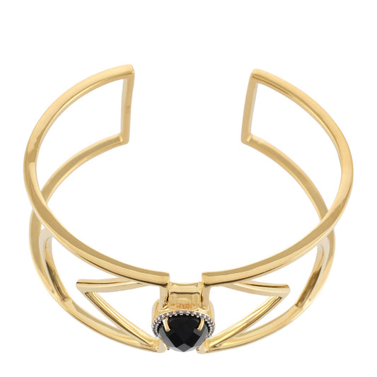 Pulseira de Prata com Banho de Ouro com Ónix Preta e Topázio Branco Contraste: Cabeca de Veado (800)