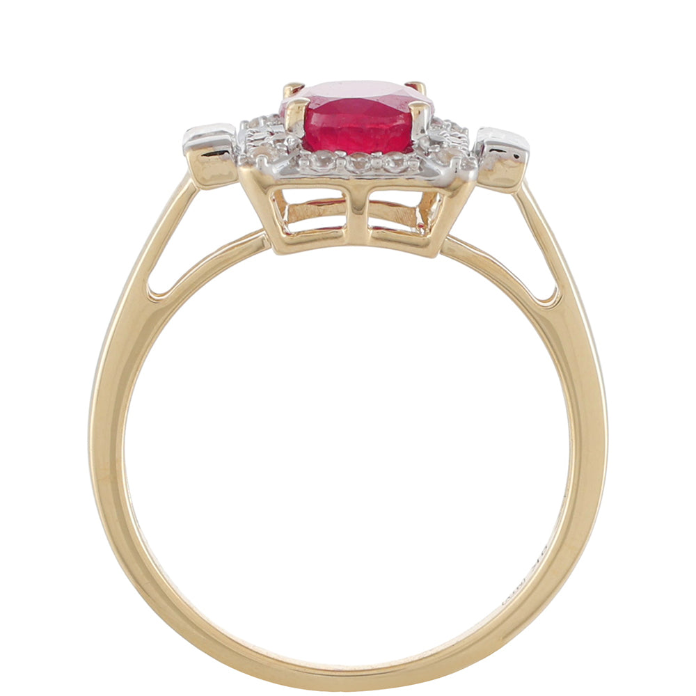 Anel de Ouro com Rubi da Tailândia e Zircão Natural Contraste: Cruz missionária