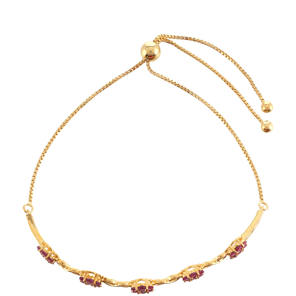 Pulseira de Prata com Banho de Ouro com Rubi da Tailândia Contraste: Cabeca de Veado (800)