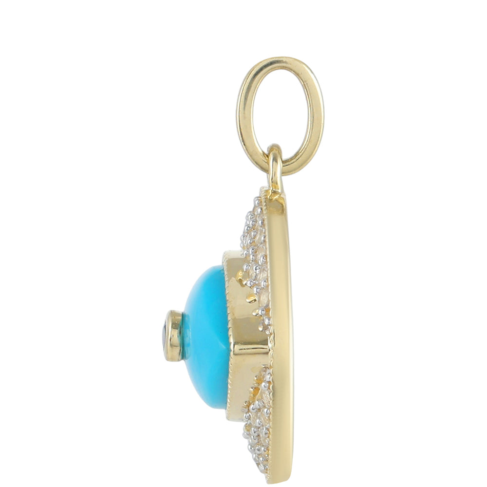 Pendente de Ouro com Turquesa Bela Adormecida e Espinela Preta Contraste: Cruz missionária