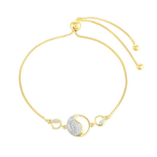 Pulseira de Prata com Banho de Ouro com Diamante Branco Contraste: Cabeca de Veado (800)