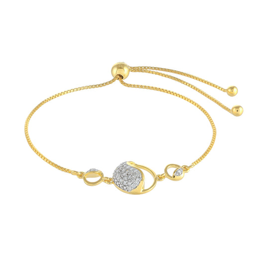 Pulseira de Prata com Banho de Ouro com Diamante Branco Contraste: Cabeca de Veado (800)