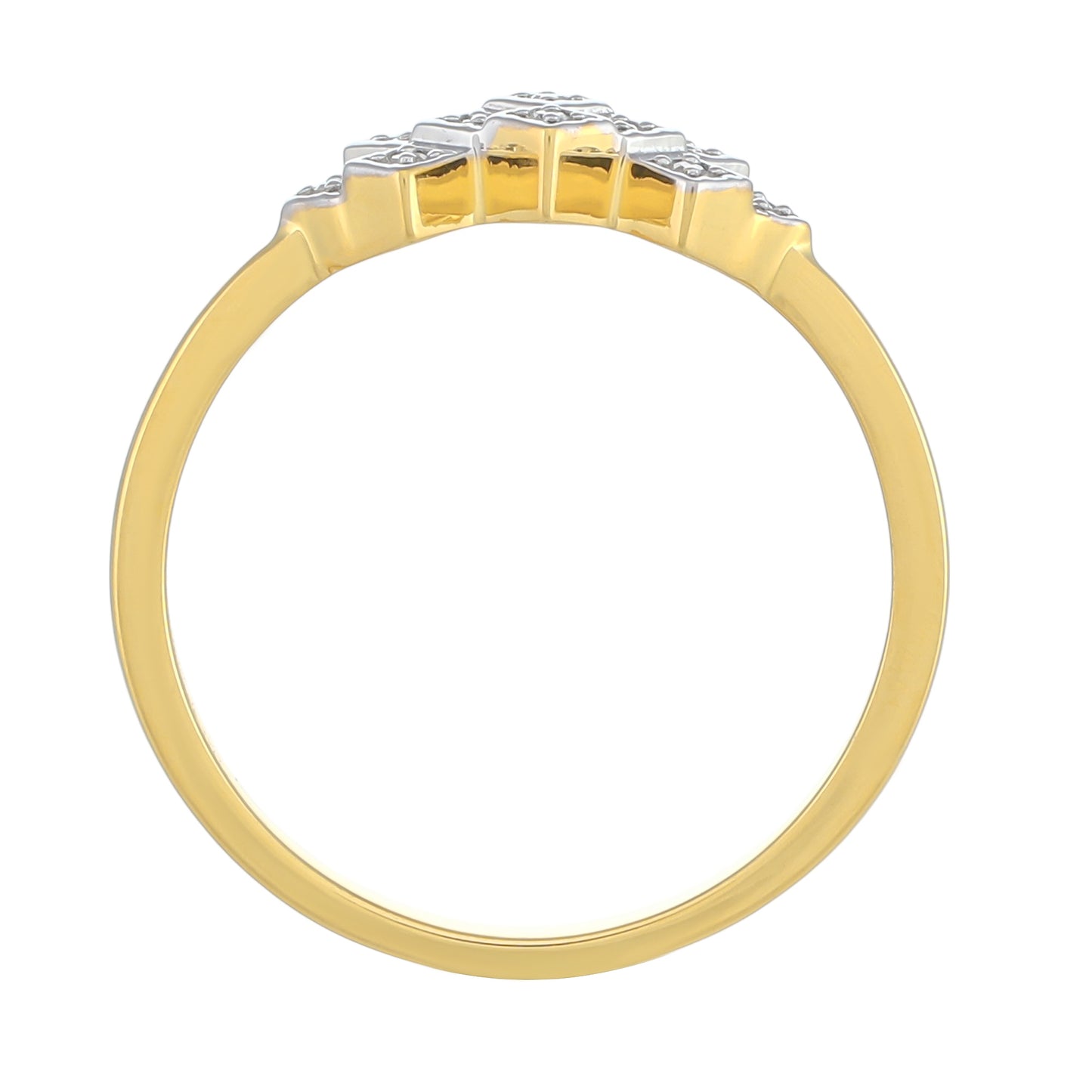 Anel de Prata com Banho de Ouro com Diamante Branco