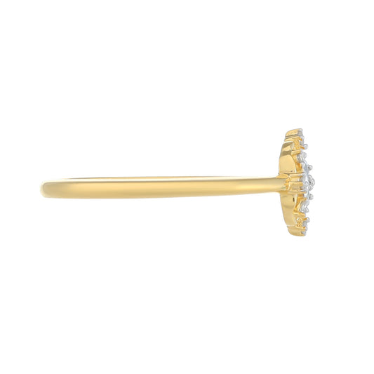 Anel de Prata com Banho de Ouro com Diamante Branco
