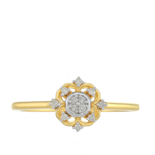 Anel de Prata com Banho de Ouro com Diamante Branco