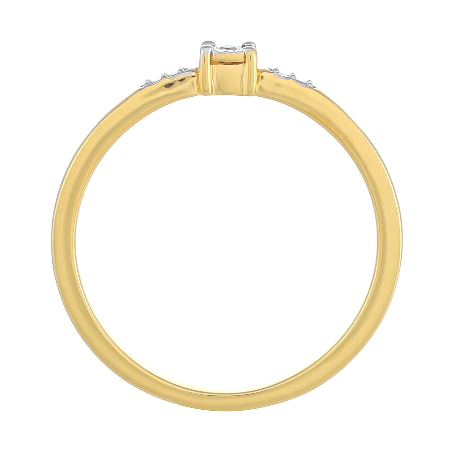 Anel de Prata com Banho de Ouro com Diamante Branco