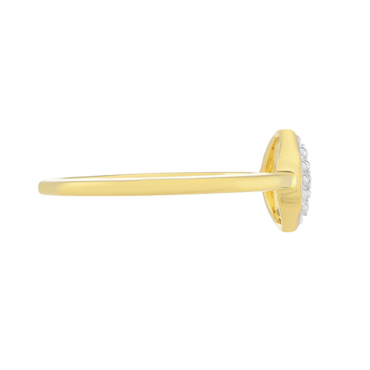 Anel de Prata com Banho de Ouro com Diamante Branco