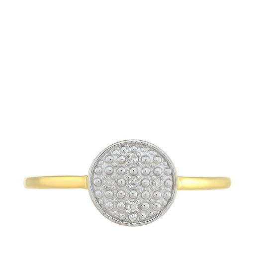 Anel de Prata com Banho de Ouro com Diamante Branco