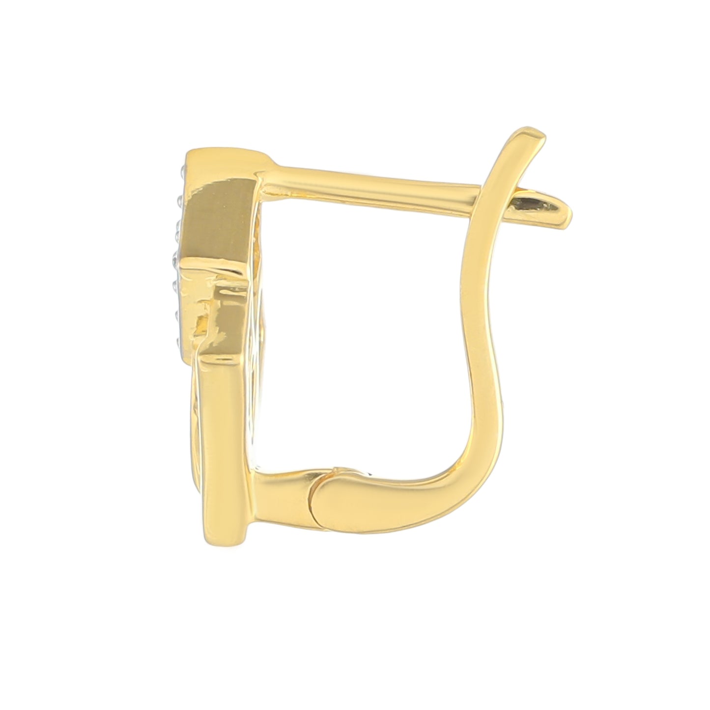 Brincos de Prata com Banho de Ouro com Diamante Branco