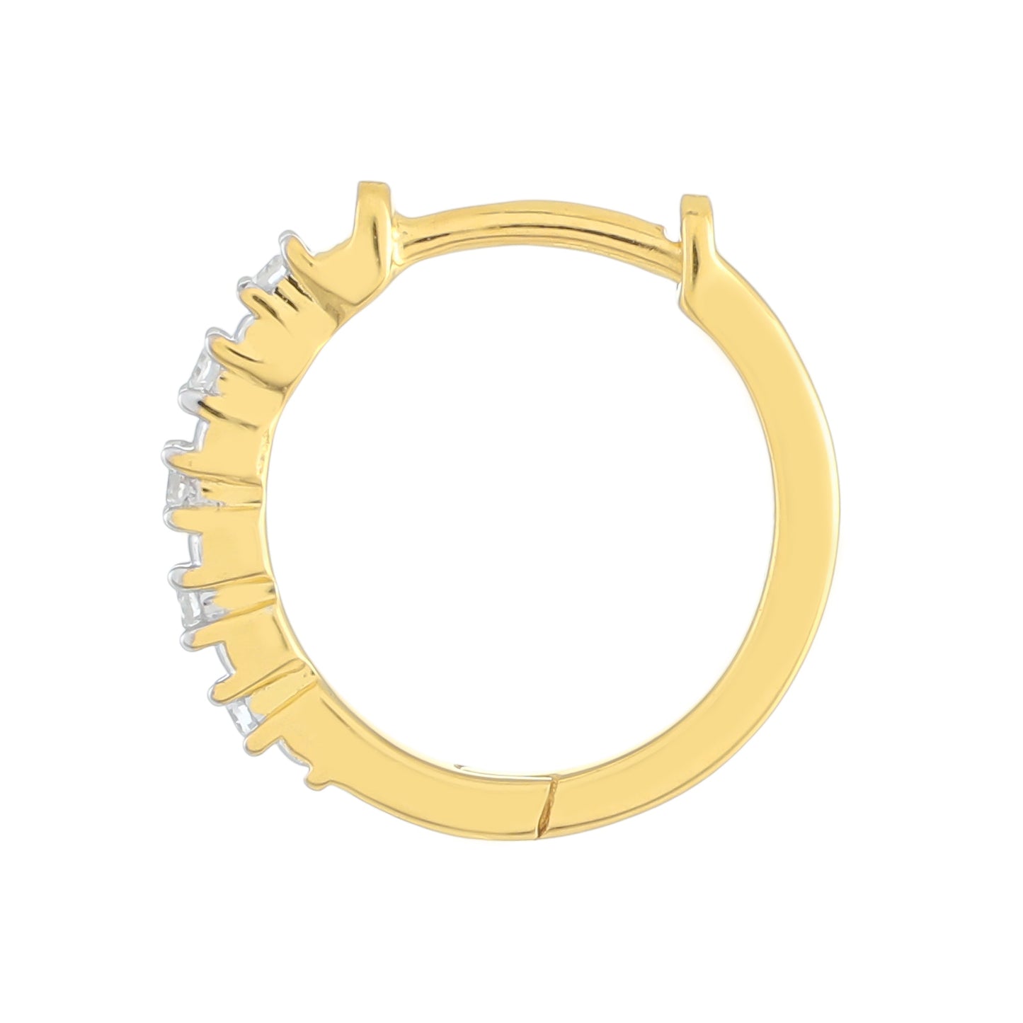 Brincos de Prata com Banho de Ouro com Diamante Branco