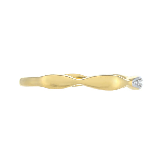 Anel de Prata com Banho de Ouro com Diamante Branco