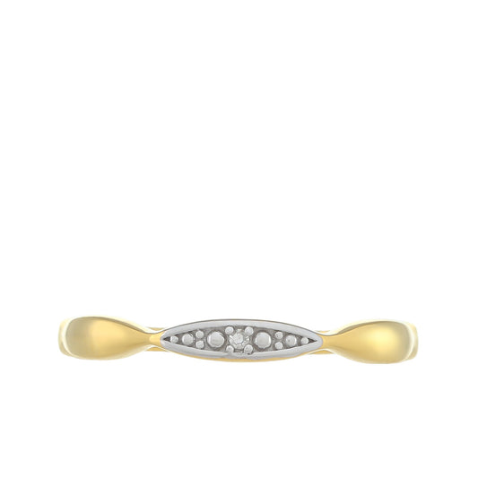 Anel de Prata com Banho de Ouro com Diamante Branco