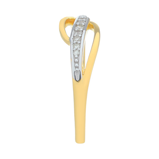 Anel de Prata com Banho de Ouro com Diamante Branco