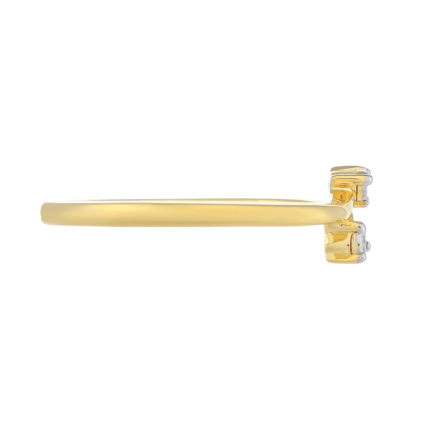 Anel de Prata com Banho de Ouro com Diamante Branco