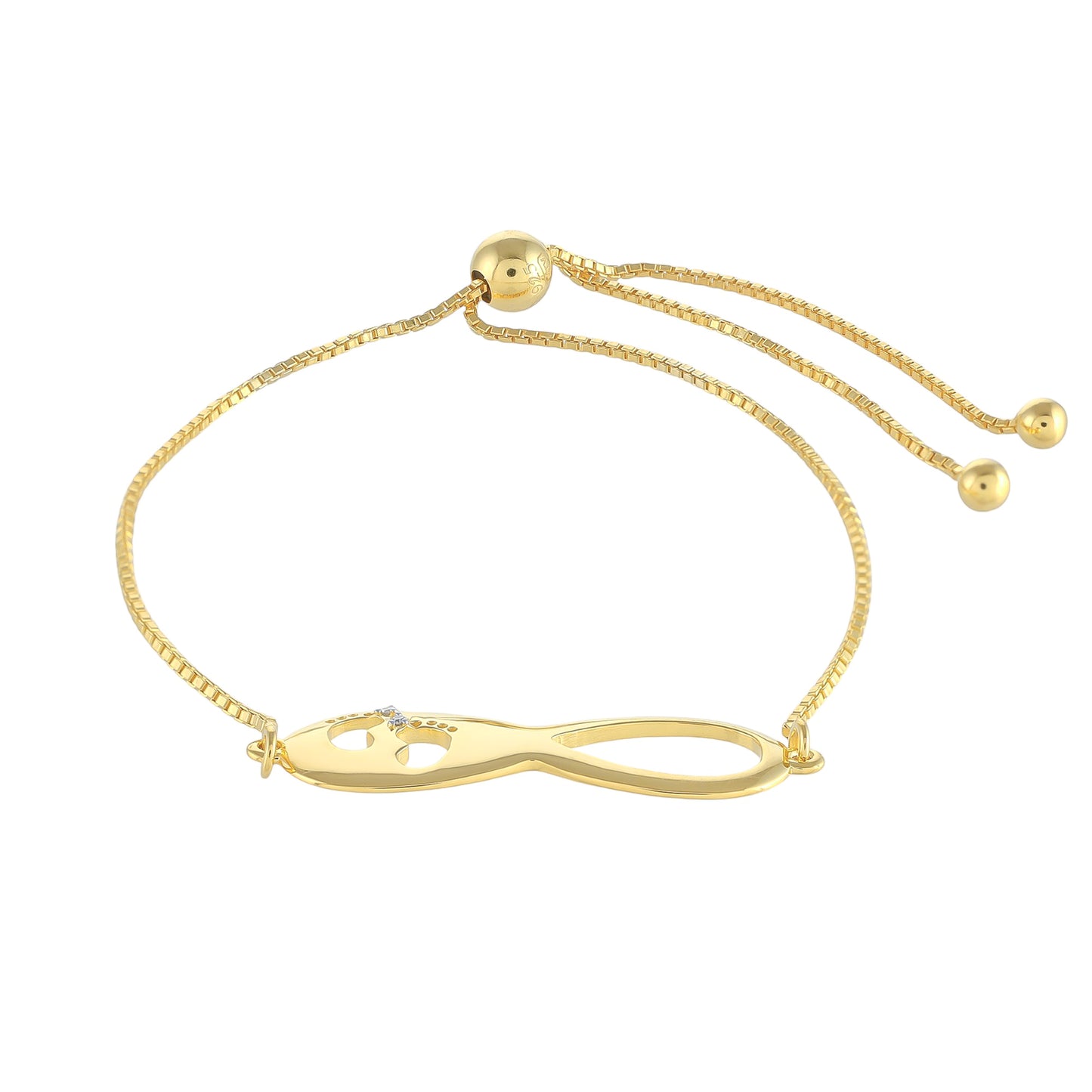 Pulseira de Prata com Banho de Ouro com Diamante Branco Contraste: Cabeca de Veado (800)