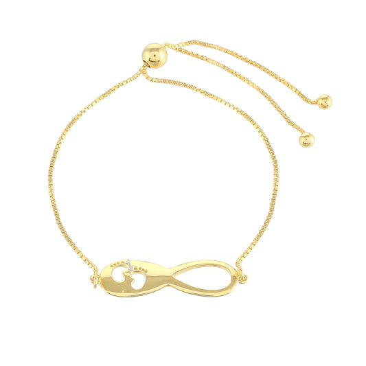 Pulseira de Prata com Banho de Ouro com Diamante Branco Contraste: Cabeca de Veado (800)