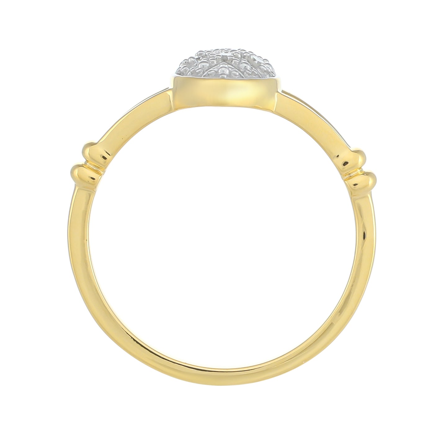 Anel de Prata com Banho de Ouro com Diamante Branco