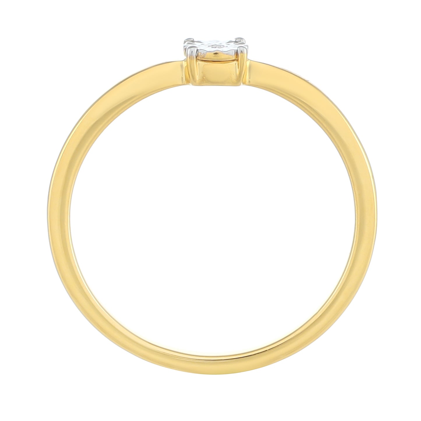 Anel de Prata com Banho de Ouro com Diamante Branco