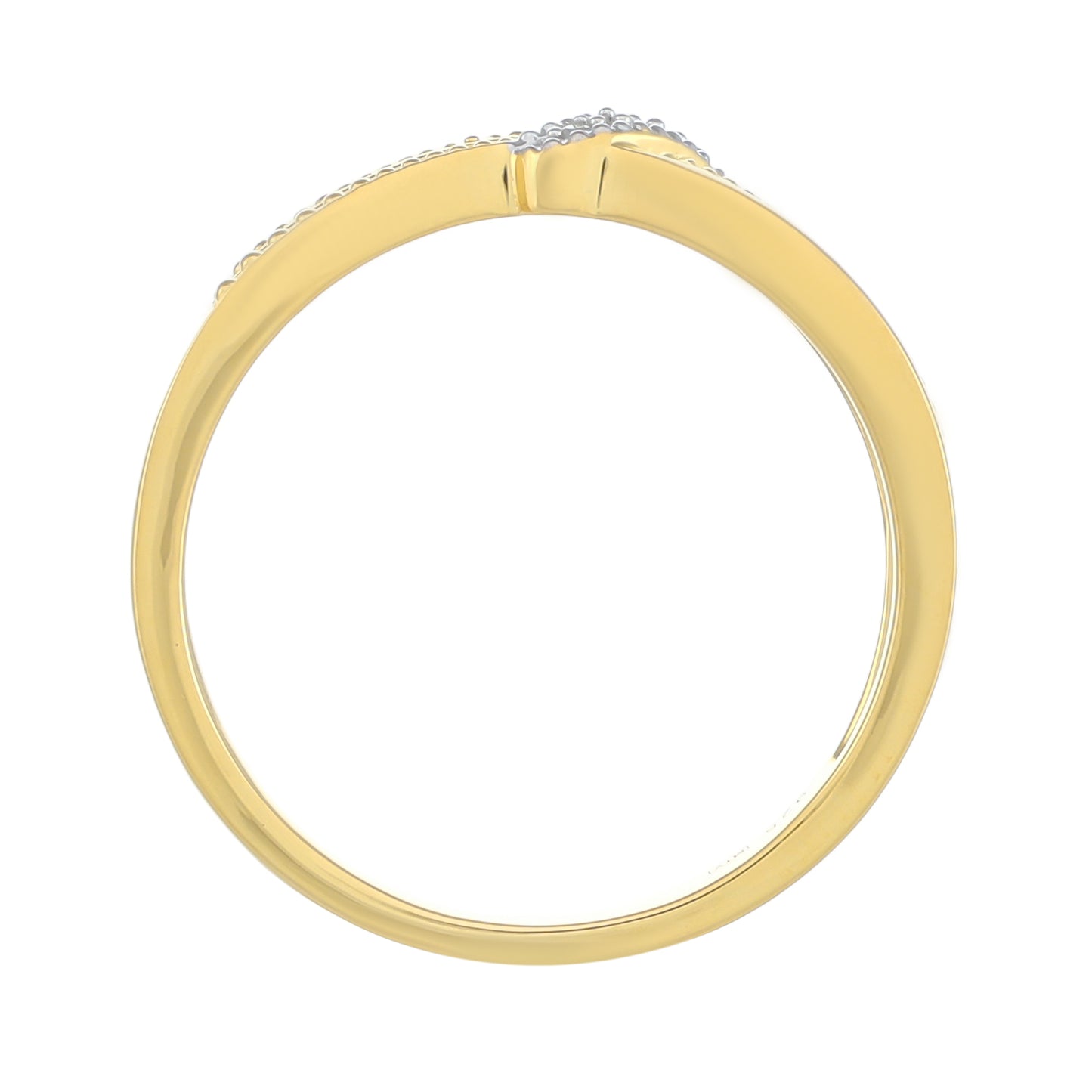 Anel de Prata com Banho de Ouro com Diamante Branco