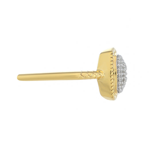 Anel de Prata com Banho de Ouro com Diamante Branco