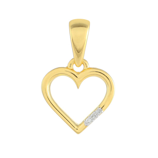 Pendente de Prata com Banho de Ouro com Diamante Branco