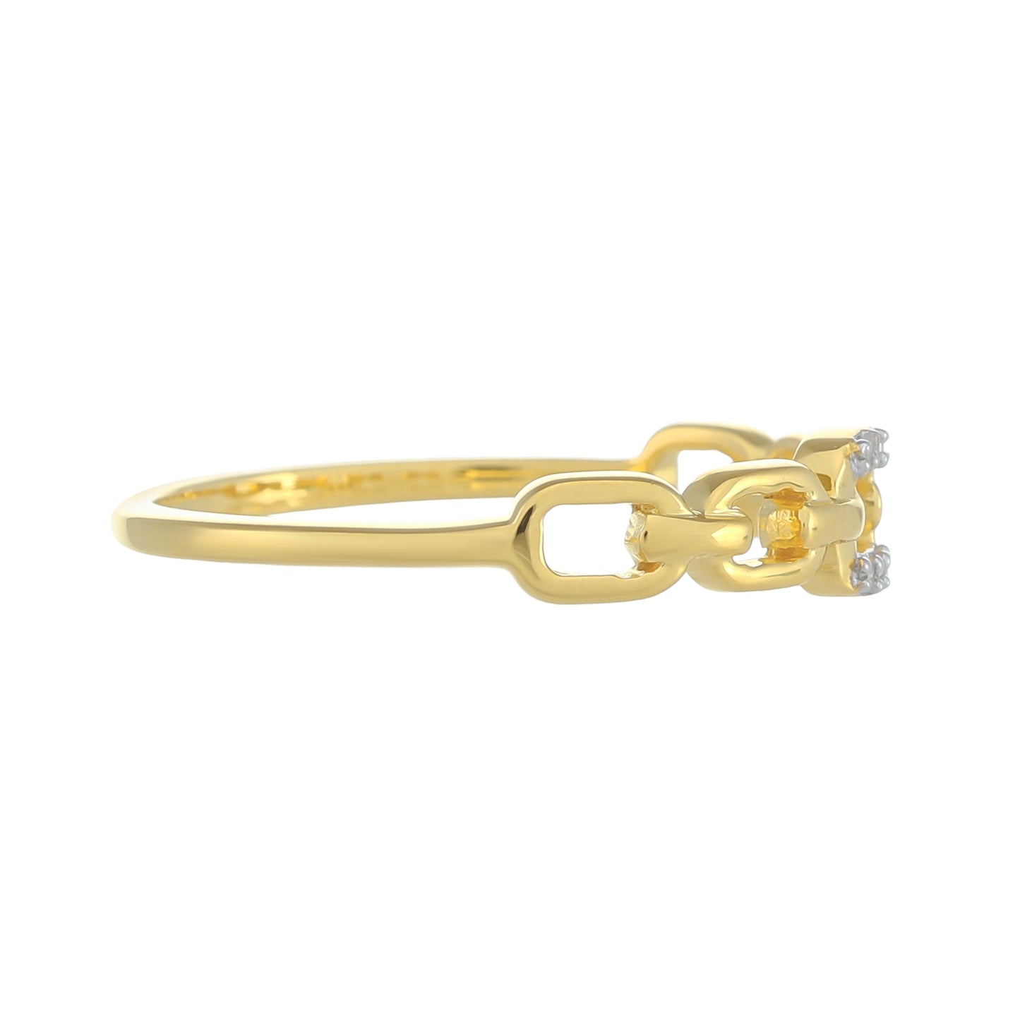 Anel de Prata com Banho de Ouro com Diamante Branco
