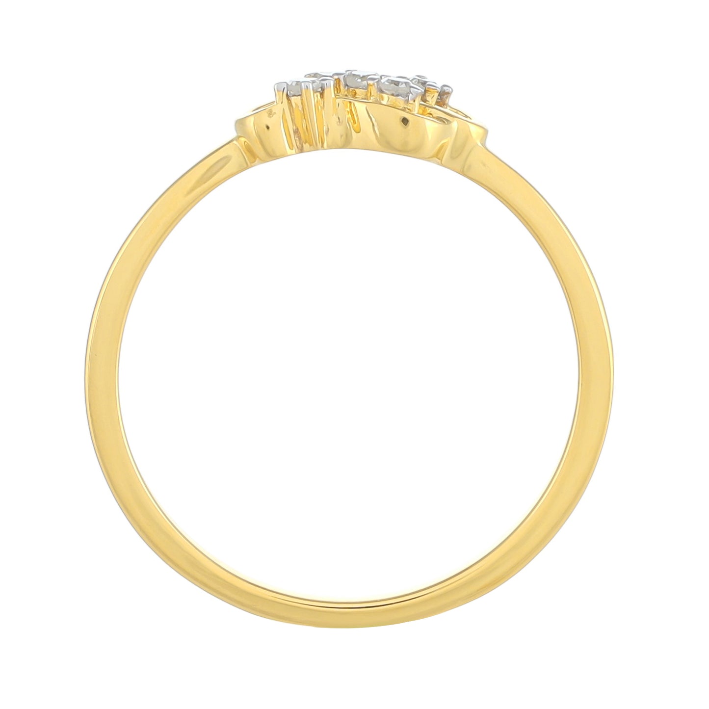 Anel de Prata com Banho de Ouro com Diamante Branco