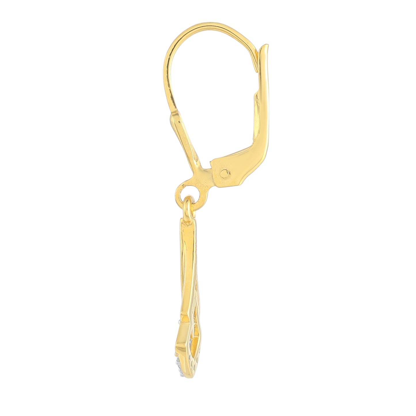 Brincos de Prata com Banho de Ouro com Diamante Branco