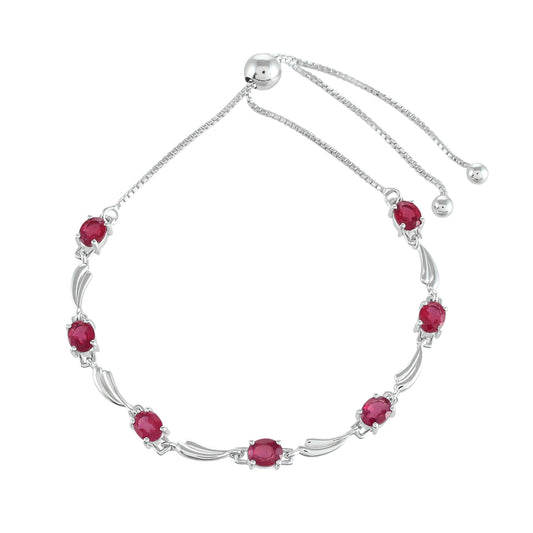 Pulseira de Prata com Rubi da Tailândia Contraste: Cabeca de Veado (800)