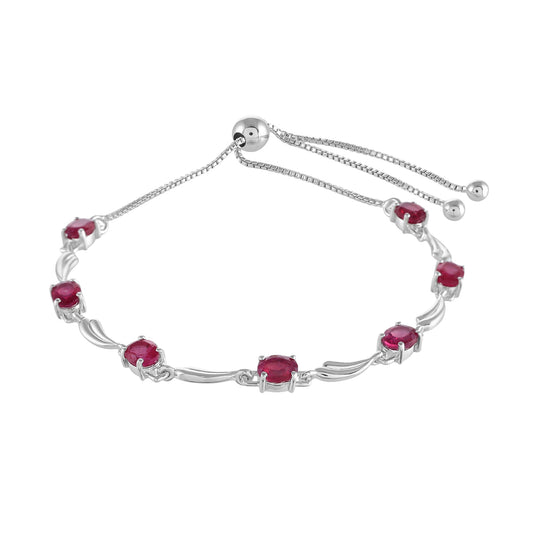 Pulseira de Prata com Rubi da Tailândia Contraste: Cabeca de Veado (800)