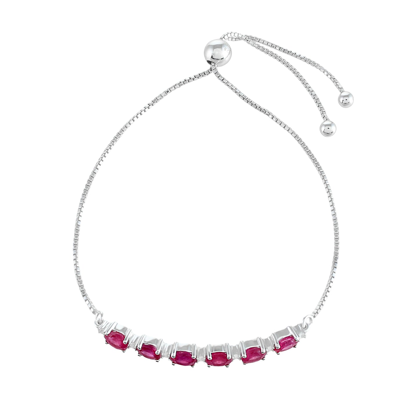 Pulseira de Prata com Rubi da Tailândia e Topázio Branco Contraste: Cabeca de Veado (800)