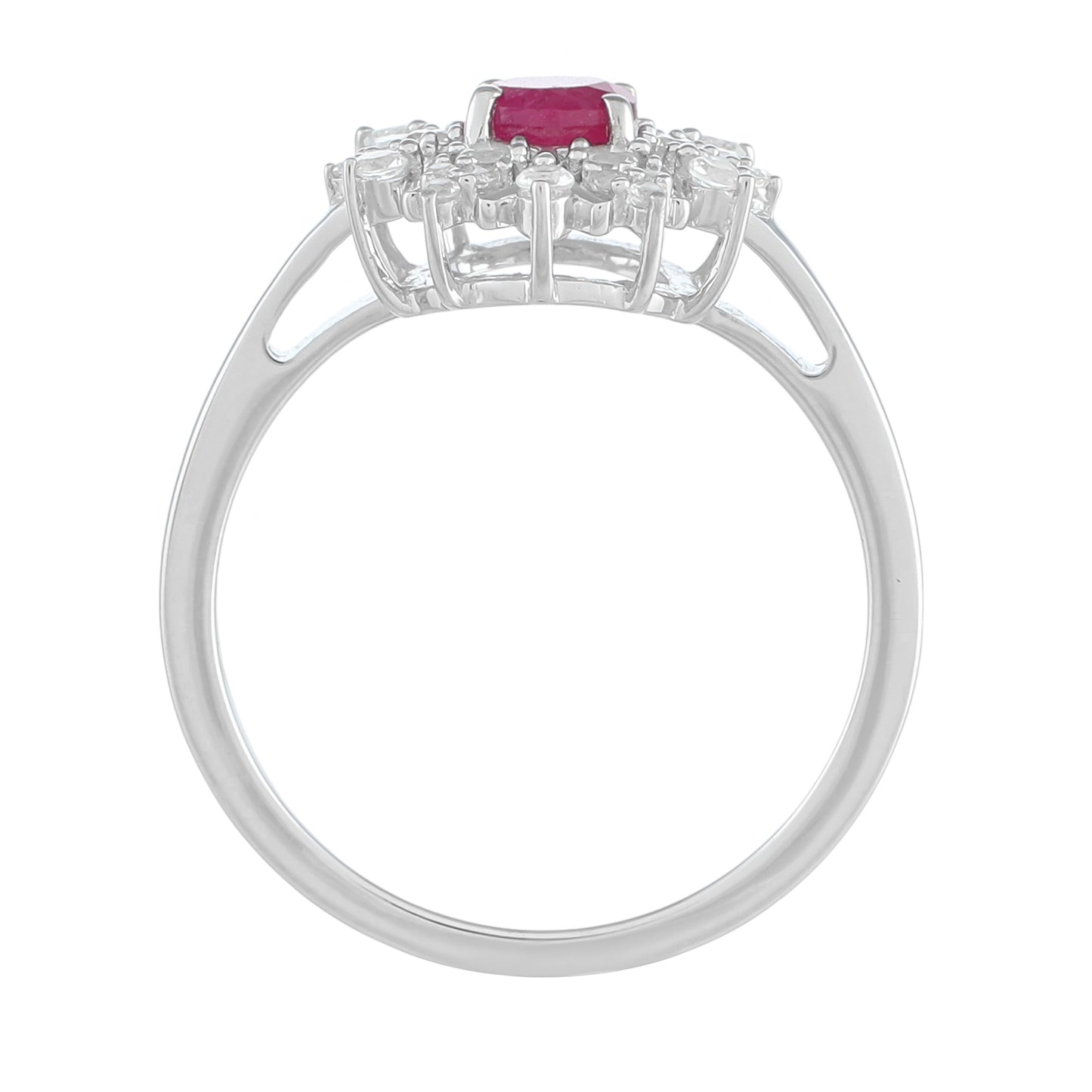 Anel de Prata com Rubi da Tailândia e Topázio Branco