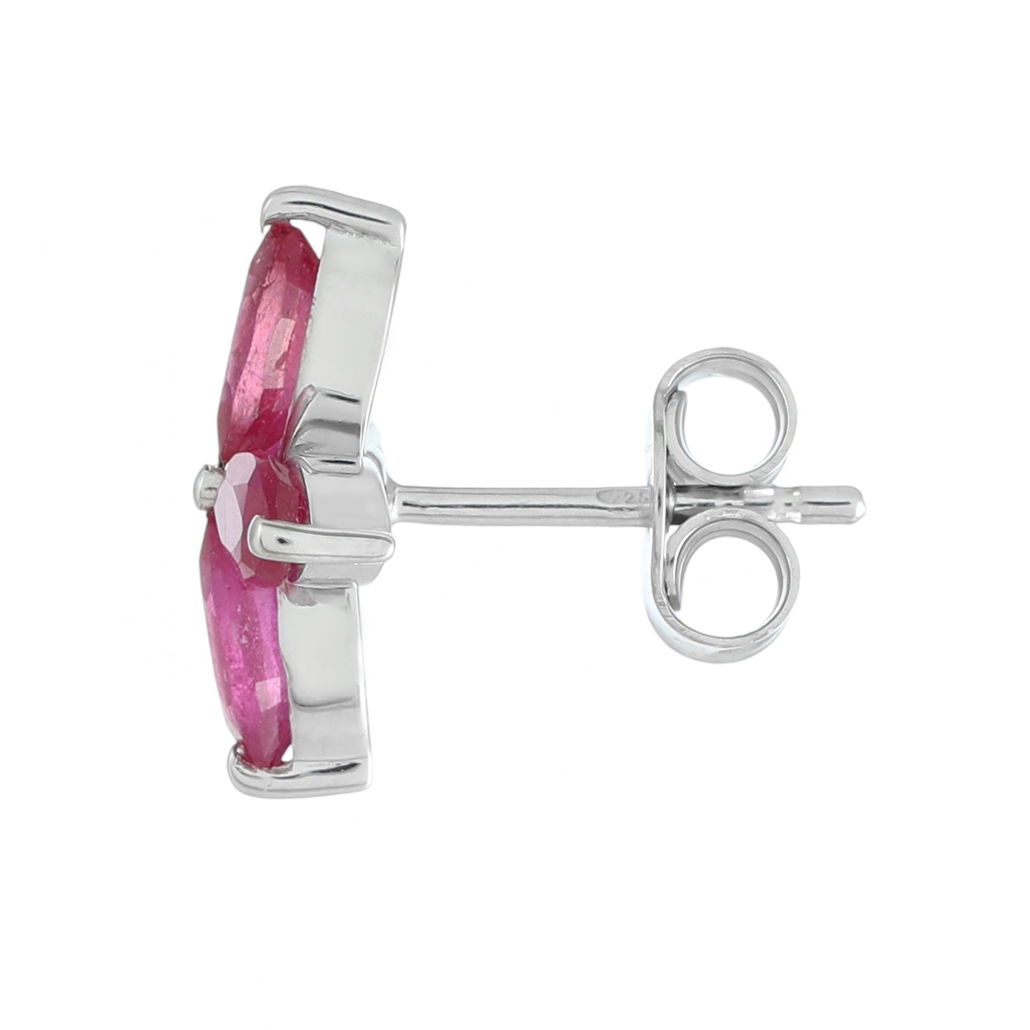 Brincos de Prata com Rubi da Tailândia