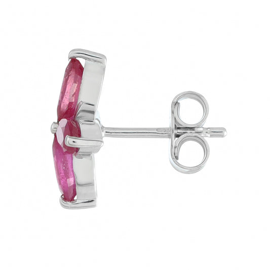 Brincos de Prata com Rubi da Tailândia