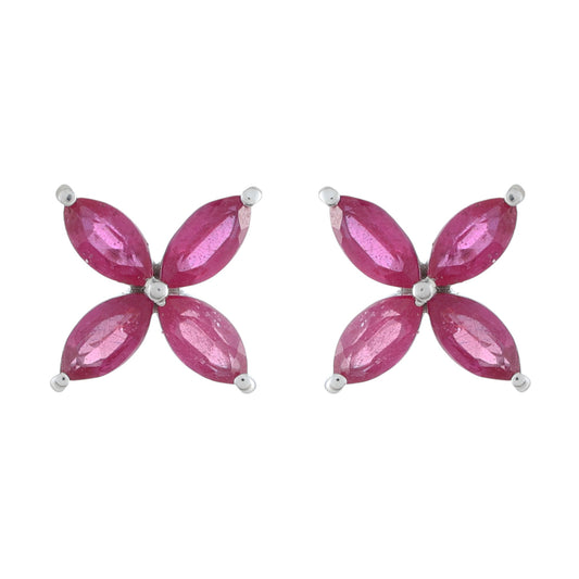 Brincos de Prata com Rubi da Tailândia