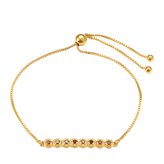 Pulseira de Prata com Banho de Ouro com Diamante Vermelho Contraste: Cabeca de Veado (800)