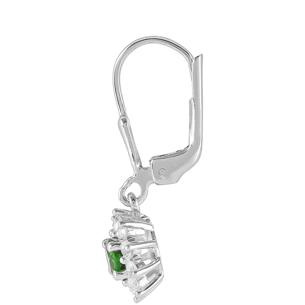 Brincos de Prata com Diópsido Crómio e Topázio Branco
