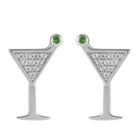 Brincos de Prata com Diópsido Crómio e Topázio Branco