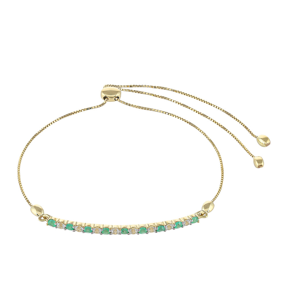 Pulseira de Ouro com Esmeralda do Brasil e Topázio Branco Contraste: Cruz missionária