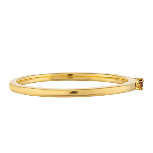 Anel de Prata com Banho de Ouro com Diamante Vermelho
