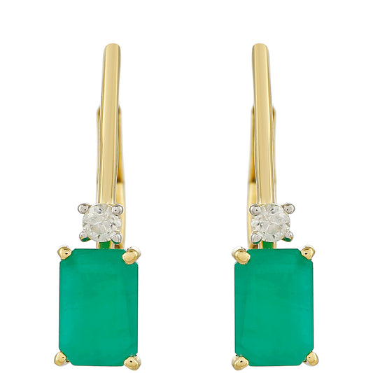 Brincos de Ouro com Esmeralda do Brasil e Zircão Natural Contraste: Cruz missionária