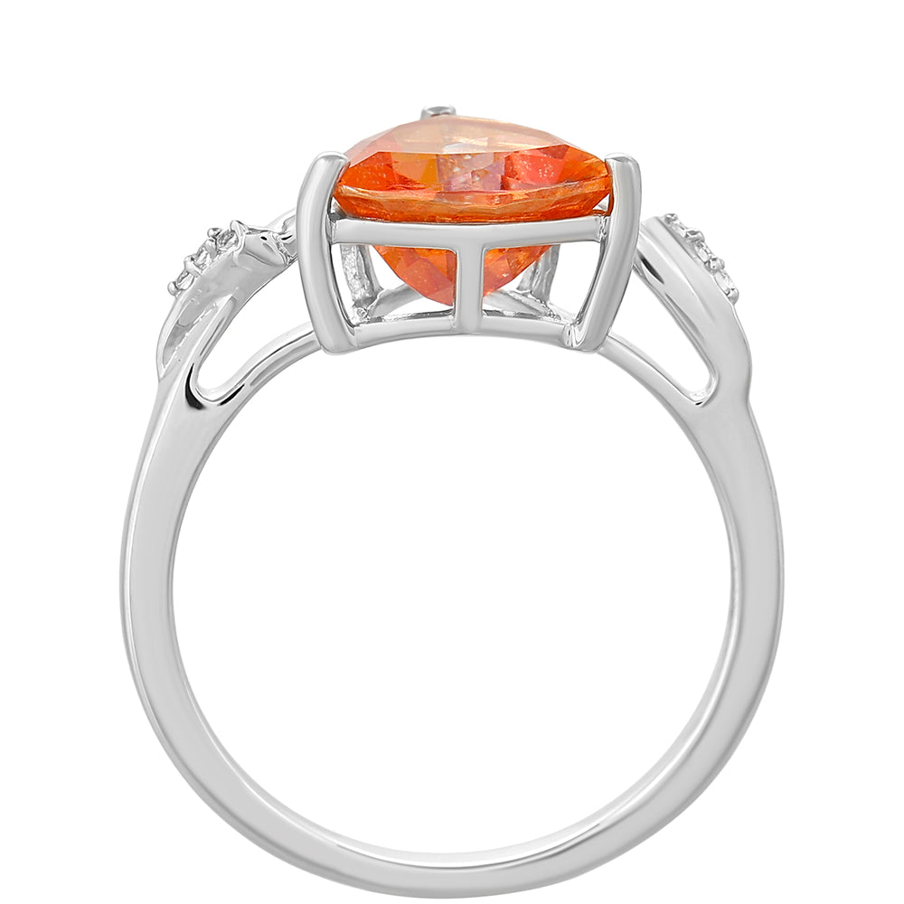 Anel de Prata com Quartzo Padparadscha e Topázio Branco