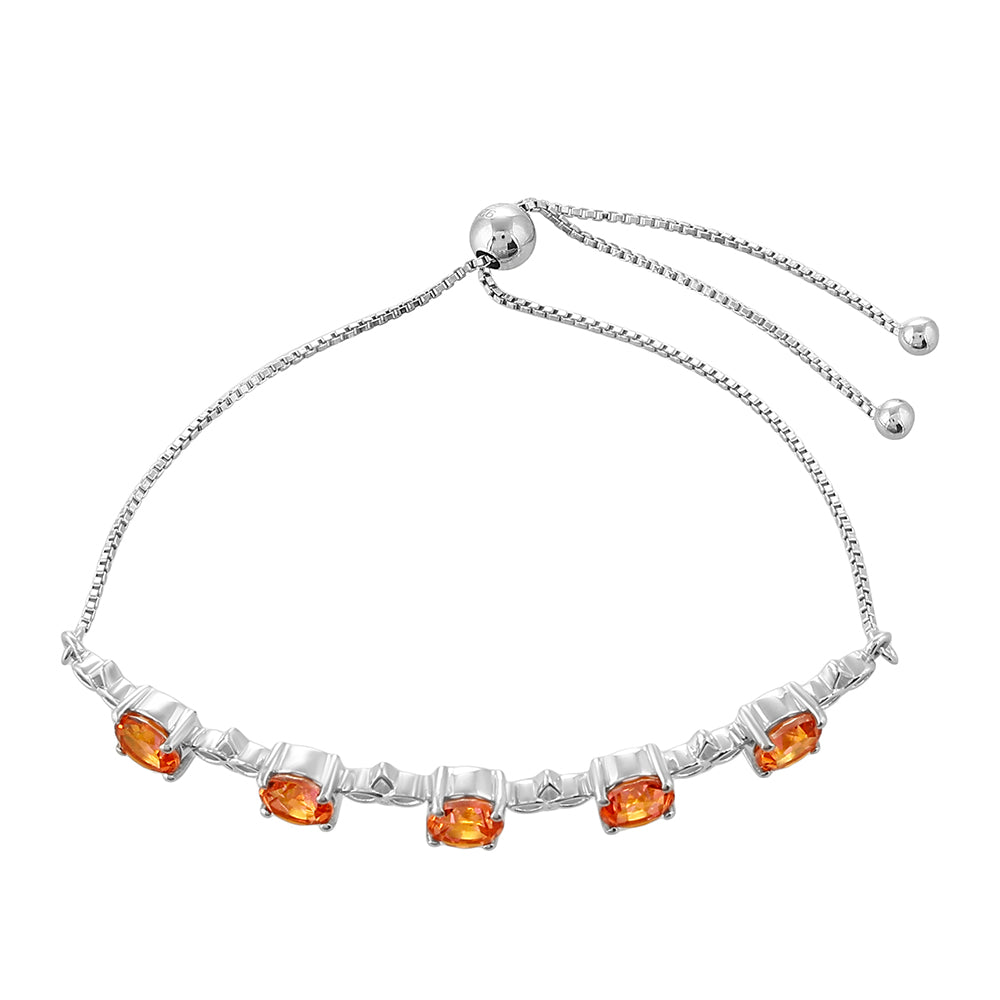 Pulseira de Prata com Quartzo Padparadscha Contraste: Cabeca de Veado (800)