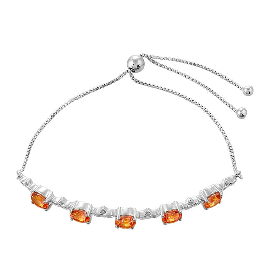 Pulseira de Prata com Quartzo Padparadscha Contraste: Cabeca de Veado (800)