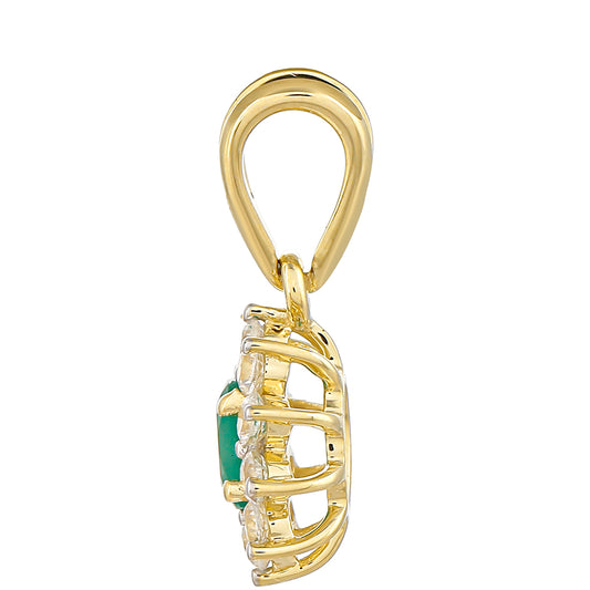 Pendente de Ouro com Esmeralda do Brasil e Zircão Natural Contraste: Cruz missionária