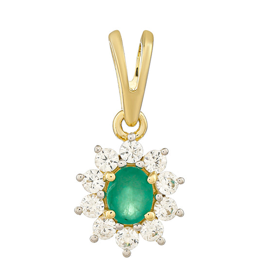 Pendente de Ouro com Esmeralda do Brasil e Zircão Natural Contraste: Cruz missionária