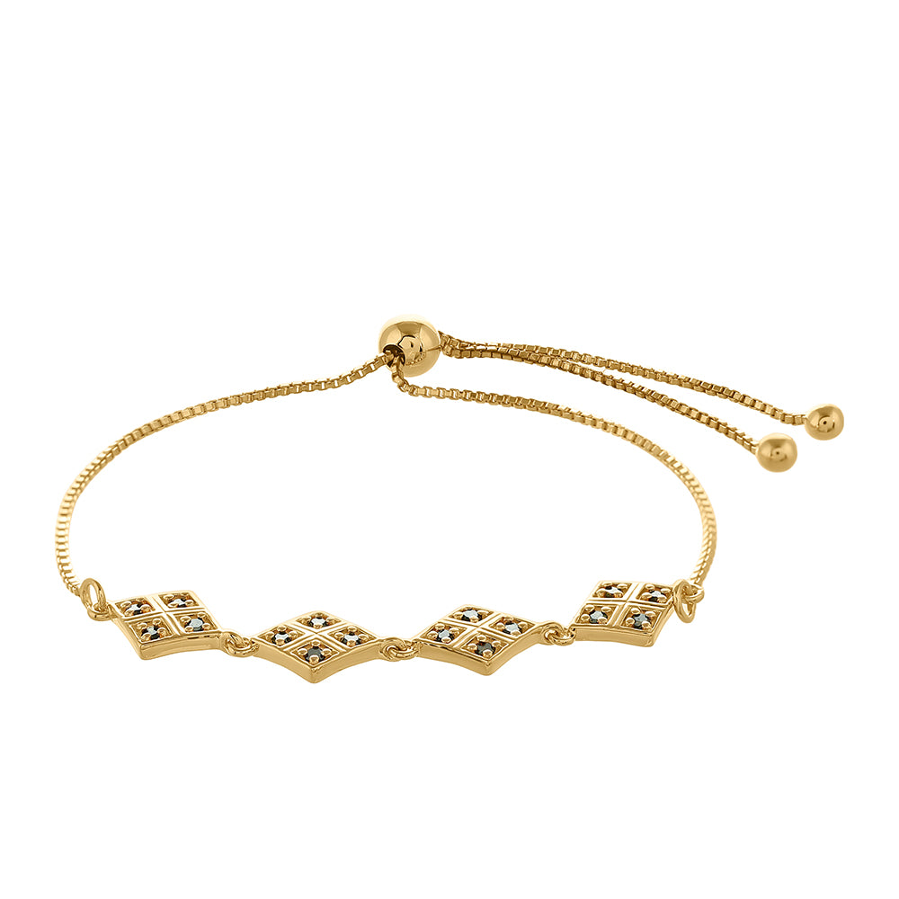 Pulseira de Prata com Banho de Ouro com Diamante Verde Contraste: Cabeca de Veado (800)