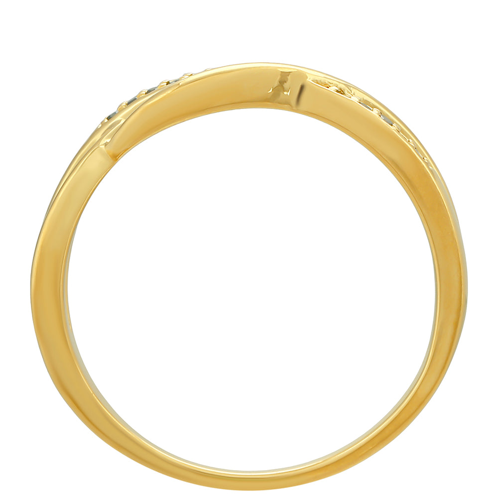 Anel de Prata com Banho de Ouro com Diamante Verde